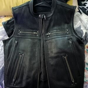 Black authentic leather Vest size M
